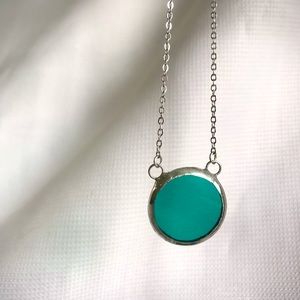 Turquoise Glass Pendant Necklace